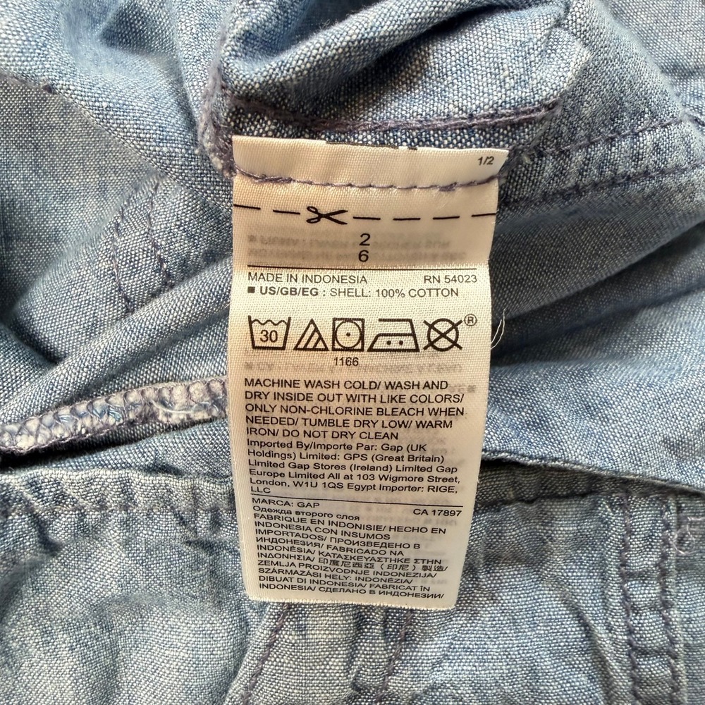 Gap Light Blue Chambray Cotton Trousers Wide Leg Pants 30 Capsule Wardrobe Boho - Picture 6 of 10